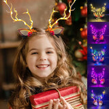 Lianfudai LED Christmas Antler Headwear for Women Girls Glowing Elk Horn Hair Clip Christmas Gift Elk Hairpin with Lights Navidad Decor