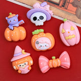 Lianfudai 10PCS Shiny 2024 Cartoon Halloween Resin Flatback Cabochons For Hairpin Scrapbooking DIY Jewelry Craft Decoration Accessories