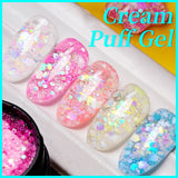 Lianfudai Sparkling Summer Glitter Sequins Gel Nail Polish 5ML Cream Puff Gel Soak Off UV Nail Gel Semi-permanent Varnish For Manicure