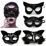 Lianfudai Halloween Cosplay Sexy Fox Mask Lace Eye Mask Animal Mask Half Face Women Sexy Cat Mask For Couple Masquerade Ball Party Game