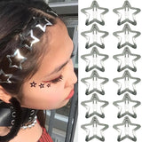 Lianfudai 4/10/12pcs Y2k Silver Star Hair Clips Women Grils Alloy Barrettes Metal Glitter Star Hairpin Side Clip Hair Accessories