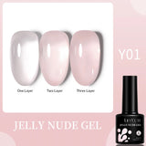 Lianfudai 7ml Translucent Jelly Amber Gel Nail Polish Brown Coloured Varnish Gel Long Lasting Semi Permanent UV Nail Art Manicure