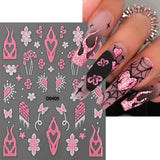 Lianfudai 1Pc Pink Spider Web French Halloween Nail Stickers Glitter Cute Ghost Pattern Nail Sliders Y2K Stickers Halloween DIY Nail Decor