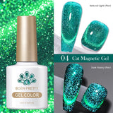 Lianfudai  Mint Green Color Cat Magnetic Gel Nail Polish Sparkle Glitter Gel Varnis Semi Permanent 10ml for Summer Manicure DIY