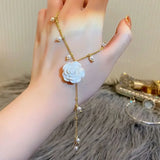 Lianfudai 2024 New Fashion Trend Unique Design Elegant Delicate Sweet Pearl Camellia Necklace For Women Jewelry Wedding Party Premium Gift