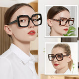 Lianfudai Oversized Retro Reading Glasses For Women Big Frame Readers Presbyopia Eyewear Prescription Eyeglasses Full Frame Glasses