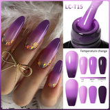 Lianfudai 7ML Auroras Thermal Gel Nail Polish Nude Dark Purple Glitter Gradient Temperature Color Changing Nail Art Gel Varnishes