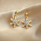 Lianfudai New Red Bow Knot Snowflakes Drop Earring for Women Christmas Santa Claus Snowman Earrings Girls Xmas Jewelry Gifts