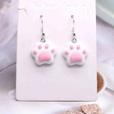 Lianfudai 20*22mm  Earring For Women 3D Simulation Resin Handmade Mini Cartoon Cat Paw Drop Earrings Funny Gift