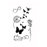 Lianfudai Tattoo Stickers Butterfly Rose Bird Feather Dandelion Pattern Fake Tatoo for Women Men Makeup Hand Temporary Waterproof Body Art