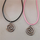 Lianfudai Punk Spiral Vortex Pendant Pink Rope Chains Snake Chain Necklaces Women Men Goth Grunge Aesthetic Vintage Y2K 2000s EMO Jewelry