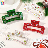 Lianfudai Christmas Snowflake Hairpins Cute And Sweet Red Green Snowman Hair Claws Clip Festival Party New Year Gifts