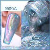 Lianfudai  Mint Green Color Cat Magnetic Gel Nail Polish Sparkle Glitter Gel Varnis Semi Permanent 10ml for Summer Manicure DIY