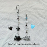 Lianfudai Handmade Betta Fish Matching Phone Charms Black White