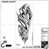 Lianfudai Black Abstract Line Temporary Tattoo Art Lasting Fake Tattoo for Woman Man Arm Punk Tatto Sticker Waterproof Tatuajes Temporales