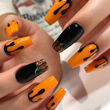 Lianfudai current nail trends 2023  24Pcs Almond False Nails Halloween Press on Fake Nails with Skull Head Spider Web Ghost Design Ballet Full Cover Nail Tips