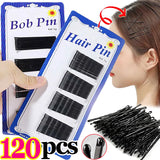 Lianfudai 60/120Pcs/Pack Black Hair Clip Lady Hairpins Curly Wavy Grips Women Hairstyle Hairpins Girls Bobby Pins Styling Hair Accessories