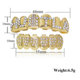 Lianfudai Hip Hop Style CZ Mouth Grills Fake Teeth Decorations Tooth Sockets Plated Gold Mouth Grills for Men Women