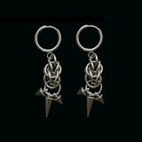 Lianfudai Goth Jewelry Rivet Tiger Nail Earrings Grunge Rock Accessories Punk Chains Earrings Women Punk Charms Fashion Earrings Aesthetic