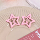 Lianfudai Y2k Pink Pentagram Star Bobby Pin Hair Clip Women Sweet Cool Cute Aesthetics Hairside Harajuku Girls Trend Headwear Accessories