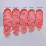 Lianfudai Body Wave 13x4 13x6 Hd Lace Frontal Wig Pre Plucked Transparent Colored Lace Front Pink Wig For Women Human Hair Wigs