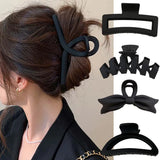 Lianfudai Large Black Hair Clip for Women Fashion French Elegant Hairgrips Korean Letter Hair Claw Clips Girls Hairpins Hair Accessories