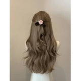 Lianfudai Wigs for Women Brown Long Curly Hair Big Wave Wig Natural Curls Headband Lolita Wig Heat Resistant Cosplay Synthetic 가발