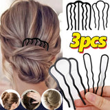 Lianfudai Black Metal Hair Fork Clip Salon Women Hairpins Combs Messy Bun Hairside Clips Side Combs Updo Sticks Hair Styling Tool Headwear