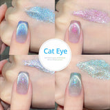 Lianfudai Shiny Crushed Ice Cat Eye Gel Nails Polish 10ml Bright Flash Semi Permanent Soak Off UV LED Magnetic Gel Polish for Manicure