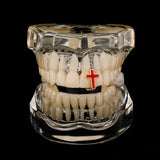 Lianfudai Single Colorful Cross Teeth Gillz 14K Gold Plated Tooth Caps Rapper Style Teeth Cap Unisex Fashion Body Jewelry