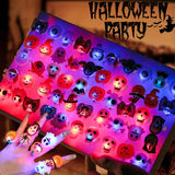 Lianfudai 10-30Pcs Jewelry Party Gifts LED Luminous Halloween Rings Creative Pumpkin Ghost Skull Glowing in Dark Finger Rings Toys Lights