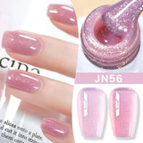 Lianfudai  Jelly Nude Gel Nail Polish 10ml Light Pink Peach Translucent Color UV Light Cure Gel Varnish Nail Art DIY at Home