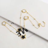 Lianfudai New Sweater Chain Five Point Star Creative Plant Plum Blossom Jewelry Set Shell Simple Bracelet/Necklace/Earrings Women's Clover