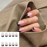 Lianfudai 24P Fashion Fake Nails With Design Leopard Full Cover False Nails Tips Black Brown Stiletto Press On French Artificial Nail Glue