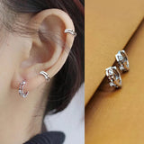Lianfudai 1Pair Fashion Simple Small Hoop Earrings For Women Men Shiny Zircon Round Circle Ear Bone Nail Ear Piercing Jewelry