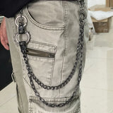 Lianfudai Hip Hop Pant Chain Waist Jeans accessories Metal Rock Motorcycle clothing