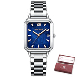 Lianfudai Rectangular Wrist Watches for Women Fashion Square Case Ladies Watches Luxury Brand Stainless Steel Band Quartz Clock