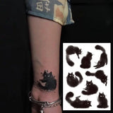 Lianfudai Cute Black Cat Tattoo Stickers for Women Man Arm Art Temporary Tattoos Waterproof Fake Tattoo Cartoon Lasting Tattoo Stickers