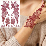 Lianfudai Brown Henna Tattoos for Women Waterproof Temporary Tattoo Stickers  for Hand Flower Fake Tattoo for Wedding Festival Body Art