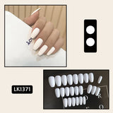 Lianfudai 24p Artifical Fake Nails Full Coverage False Nails White Clouds French Long Wearing Reusable Nail Coffin Ballerina Press on Nail