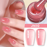 Lianfudai  Jelly Nude Gel Nail Polish 10ml Light Pink Peach Translucent Color UV Light Cure Gel Varnish Nail Art DIY at Home