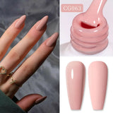 Lianfudai  Jelly Nude Gel Nail Polish 10ml Light Pink Peach Translucent Color UV Light Cure Gel Varnish Nail Art DIY at Home