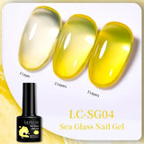 Lianfudai 7ml Translucent Jelly Amber Gel Nail Polish Brown Coloured Varnish Gel Long Lasting Semi Permanent UV Nail Art Manicure