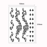 Lianfudai Black Henna Sticker Waterproof Temporary Tattoos for Women Body Art Henna Design Stickers for Hand Flower Mehndi Tatoo Fake