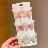 Lianfudai 2/6Pcs Colorful Butterfly Hairpins Girl Hair Clips Barrettes Women Sweet Hair Ornament Rainbow Headwear Fashion Hair Accessories