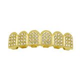 Lianfudai Fshion Hip Hop Gold Silver Colour Iced Out CZ Teeth Grillz Top Bottom Men Women Jewelry