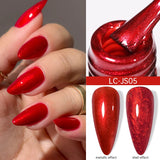 Lianfudai 7ml Metallic Gel Nail Polish Red Chrome Effect Soak Off UV Gel Varnish Semi Permanent Nail Art Manicure Base Top Coat