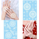 Lianfudai White Henna Lace Temporary Tattoos For Women Henna Design Stickers for Hand Hena Tattoo Waterproof Wedding Decoration