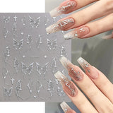 Lianfudai Holographic Gold Silver Butterfly Nail Stickers 3D Laser Design Stars Nail Decals Y2K Fairy Butterflies Manicure Tattoo NLDH488