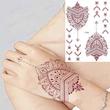 Lianfudai Temporary Brown Henna Tattoos for Women Mehndi Design Tattoo Stickers for Hand Fake Tattoo Body Art Hena Tatoo Waterproof